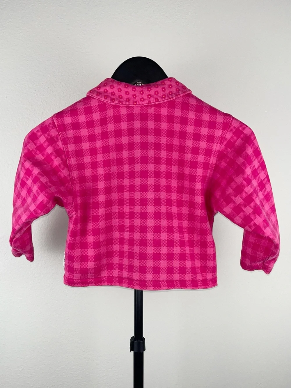 Gymboree (MED) 1990s Pink Plaid Gingham Zip-Up Rainbow Tag Vintage Jacket